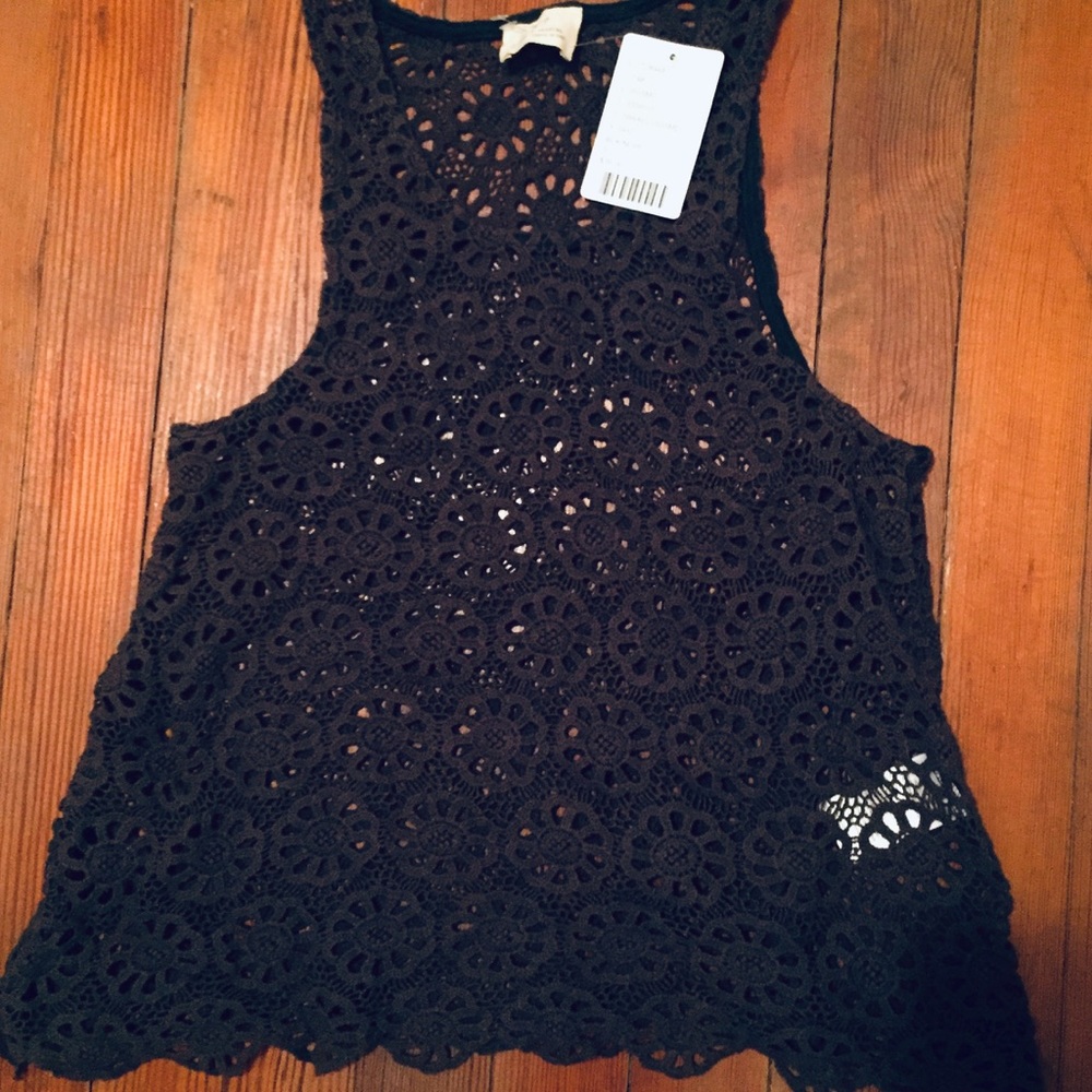 New! Pins and Needles See-through Black Tank (S)